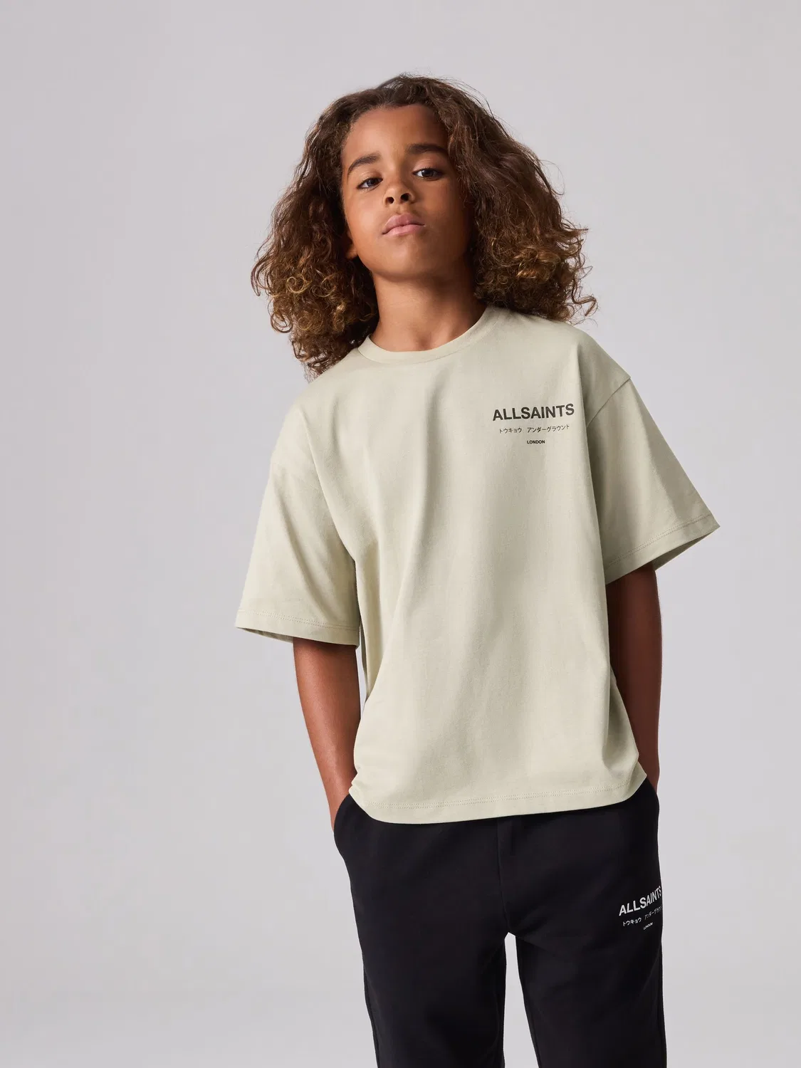 Футболка с принтом Oversized Underground Crew Neck, All Saints, камень