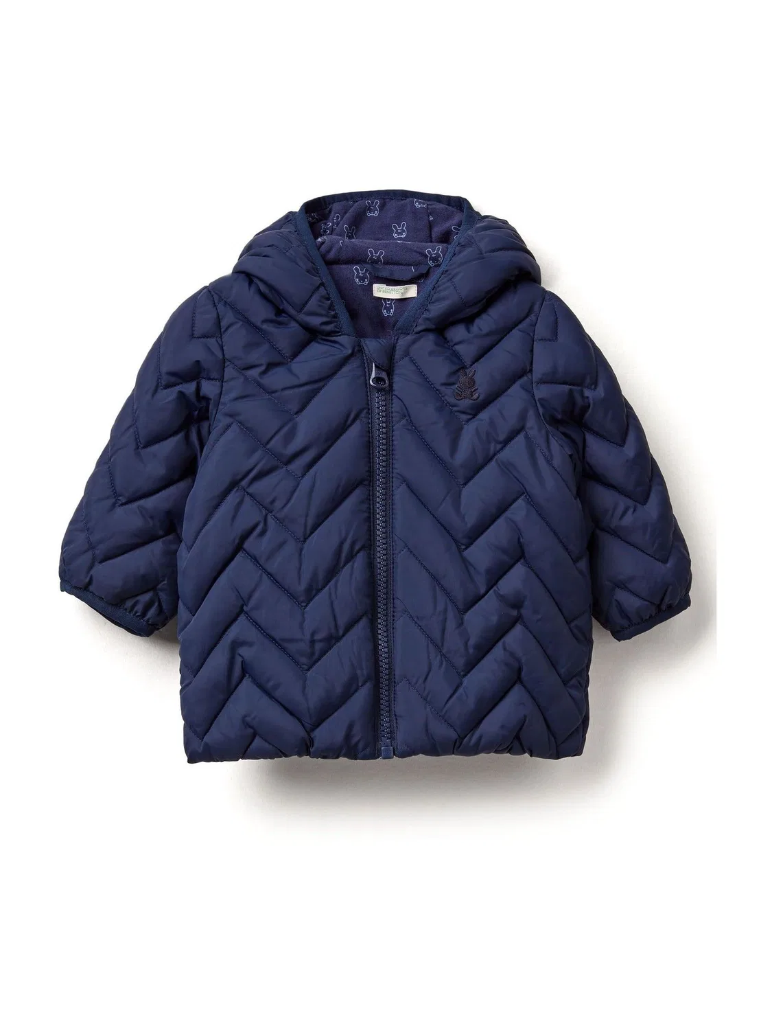 Пуховик с капюшоном и ушками Benetton, синий
