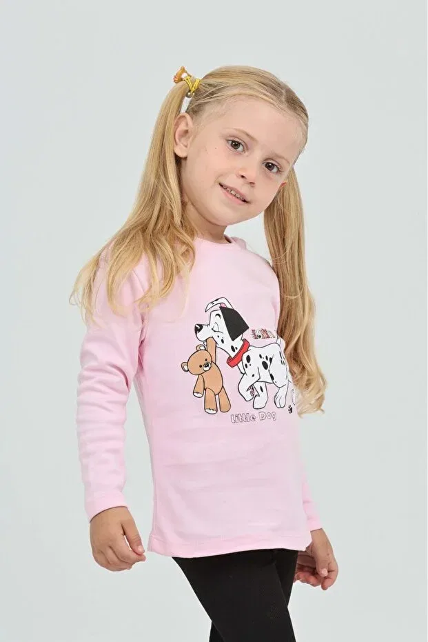 Детские свитшот для девочек с принтом Dog Bear Printed Toontoy, Pink — фото 3