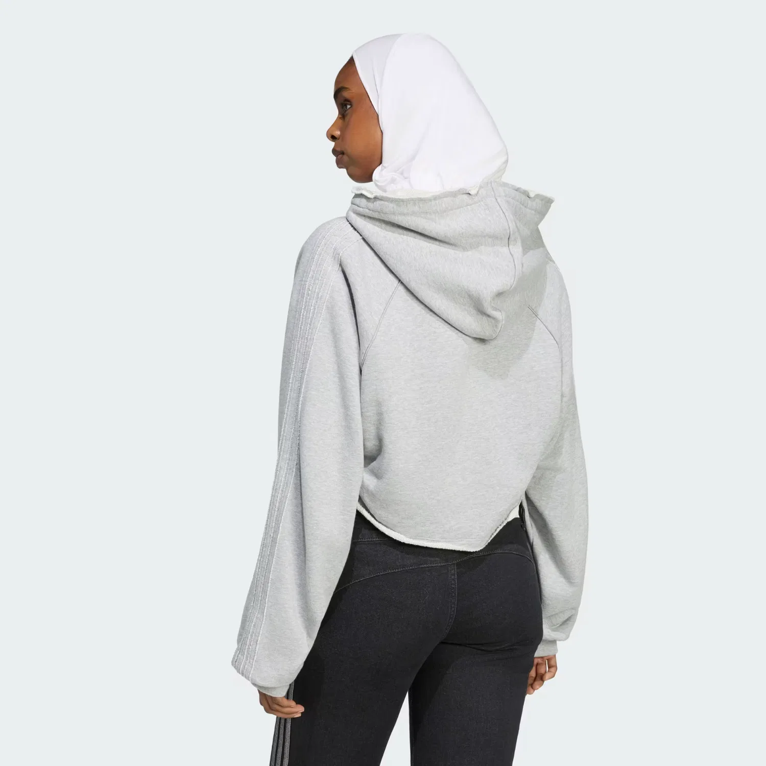 Женское худи оверсайз с молнией SST Double Front Hoody Adidas Originals, серый меланж — фото 2
