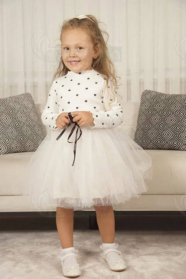 Детское платье для девочек с длинным рукавом Neocotton, White