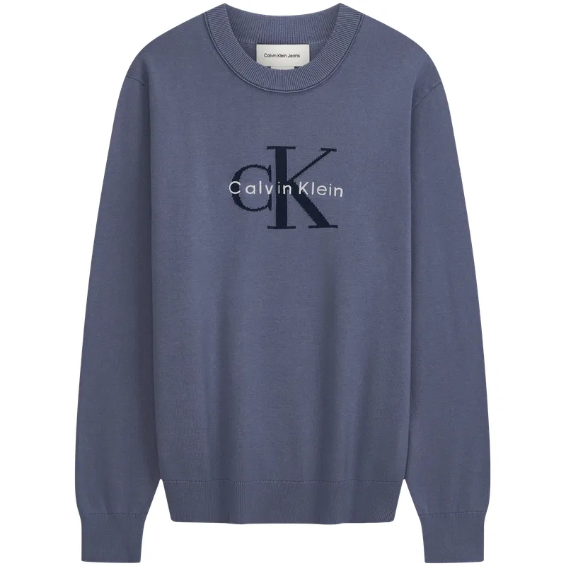 Мужской свитер с круглым вырезом Calvin Klein, P74-Light Heather Gray — фото 3