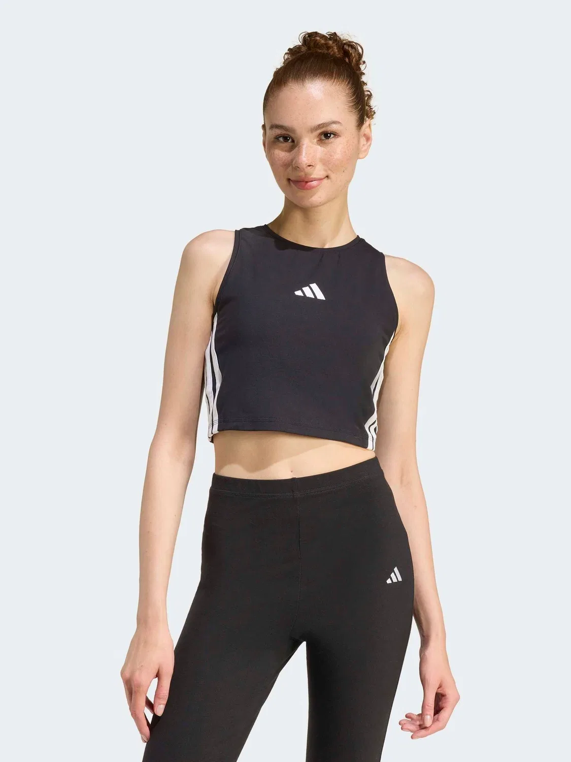 Топ набивной adidas Essentials 3-Stripes, черный