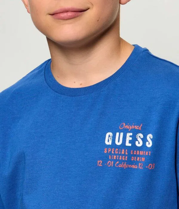 Детская футболка хлопковая Guess, синий — фото 4