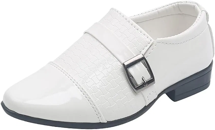Детские туфли-лоферы из искусственной кожи Classic PU Leather School Uniform Oxfords Casual Dress Shoes Loafers Flats XinYiQu, White