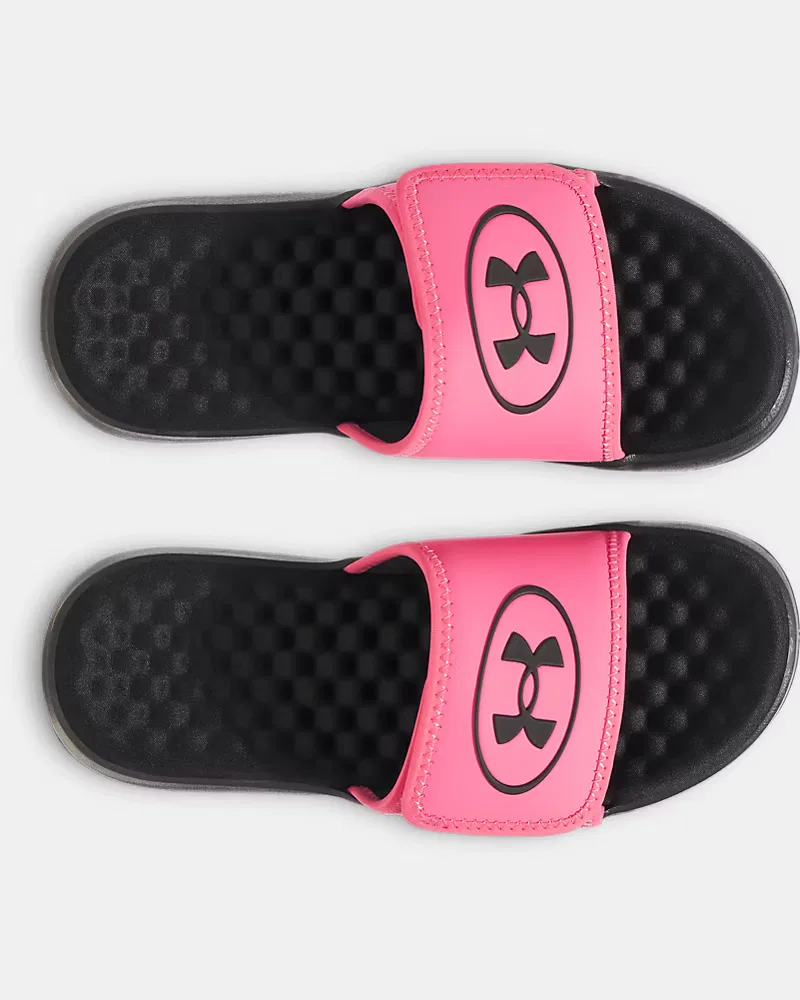 Шлепанцы с мягкой стелькой из пеноматериала с эффектом памяти UA Ignite Pro 8 UnderArmour, Black/Super Pink/Ultimate Black — фото 3