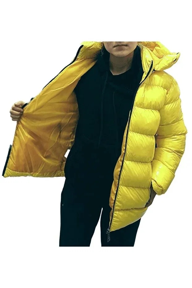 Детское пальто для девочек с капюшоном Trendall Butik, Yellow — фото 4