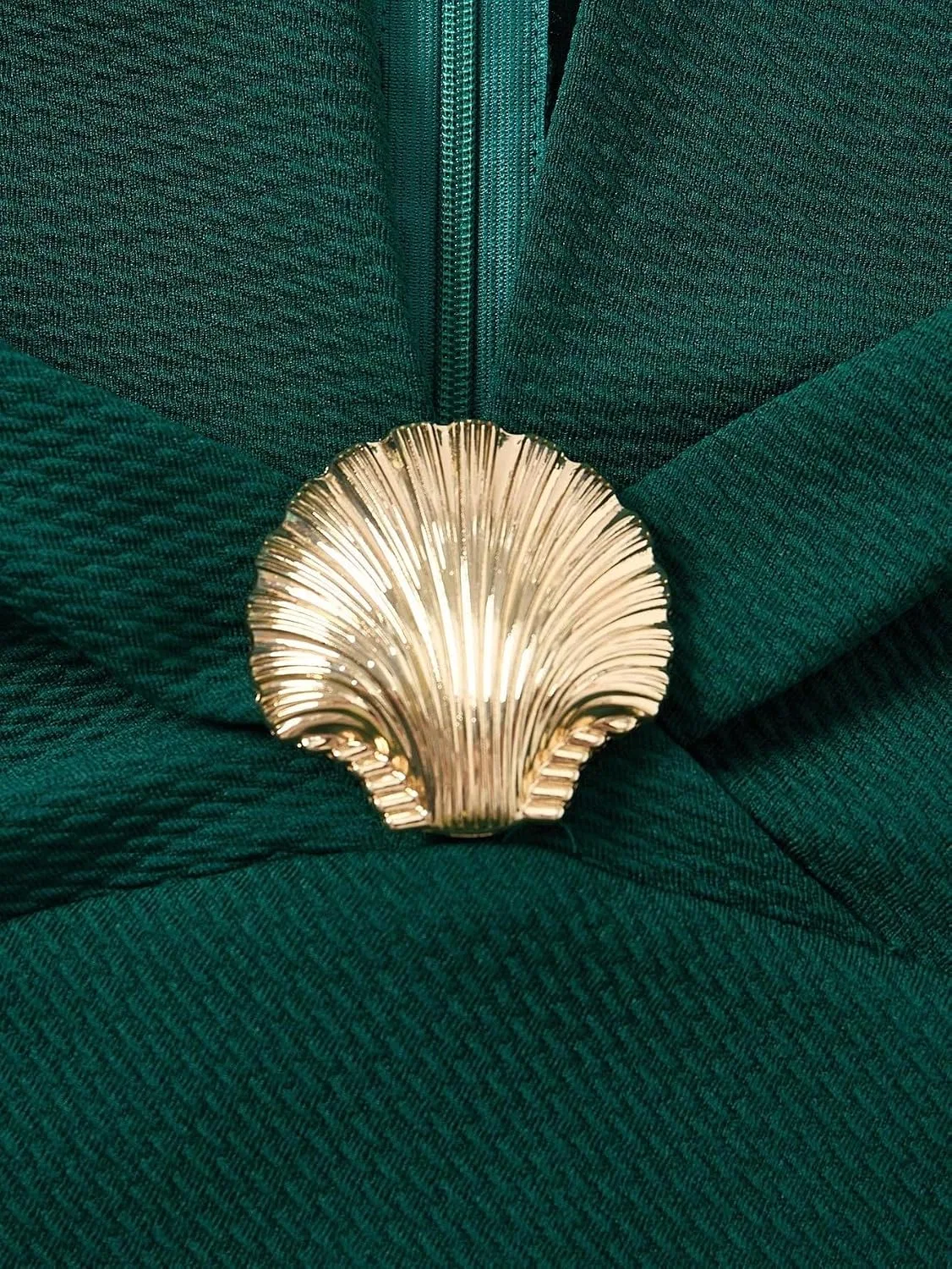 Женское повседневное миди-платье с V-образным вырезом, Dark Green — фото 4