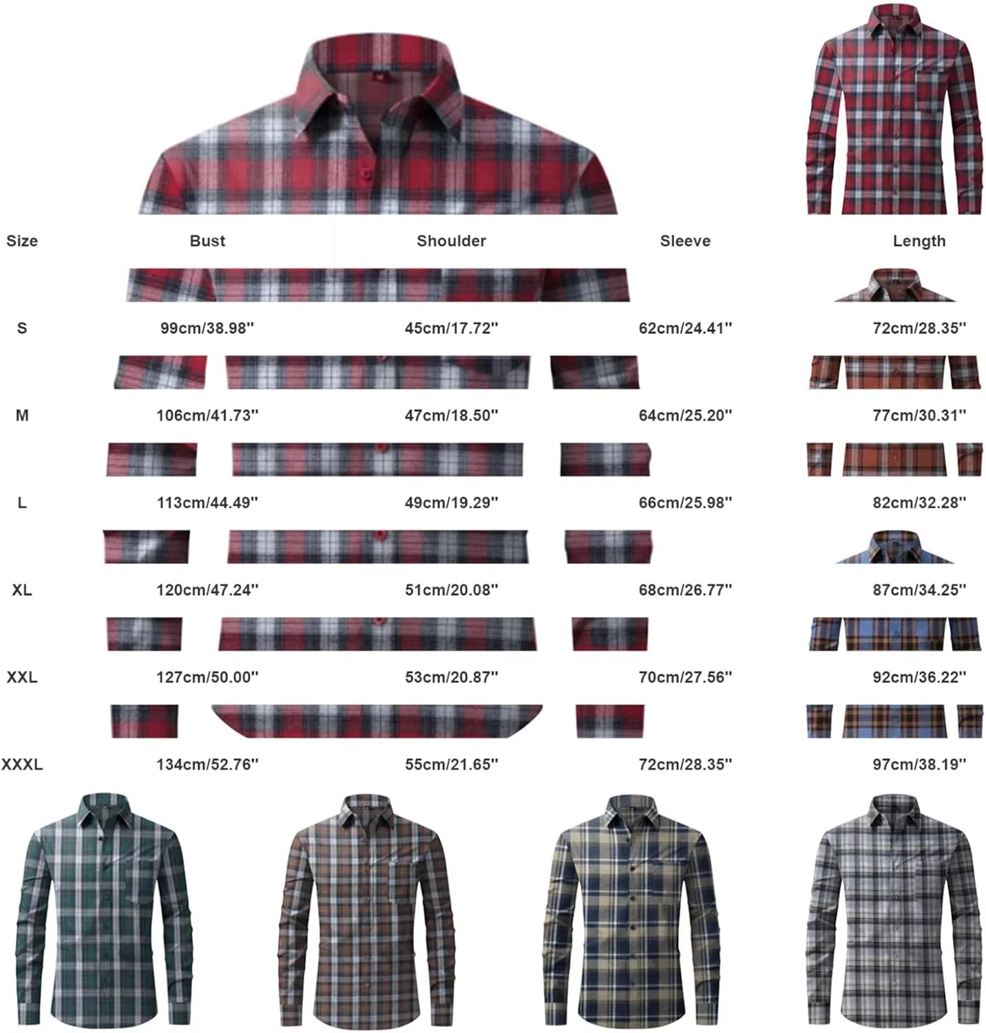 Мужская фланелевая рубашка с длинным рукавом, модель Checkered Shacket, синий — фото 3