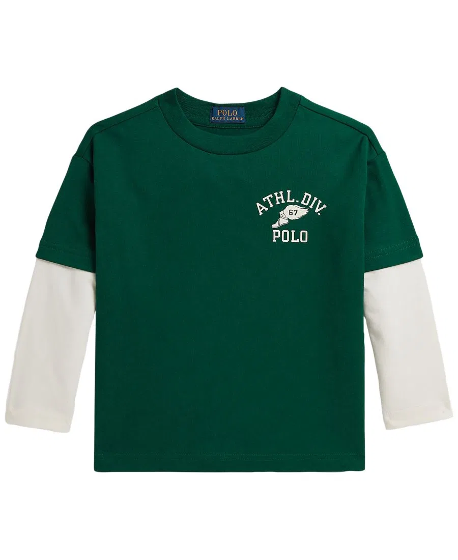 Футболка с длинным рукавом оверсайз с принтом Polo Ralph Lauren, Hunter Green