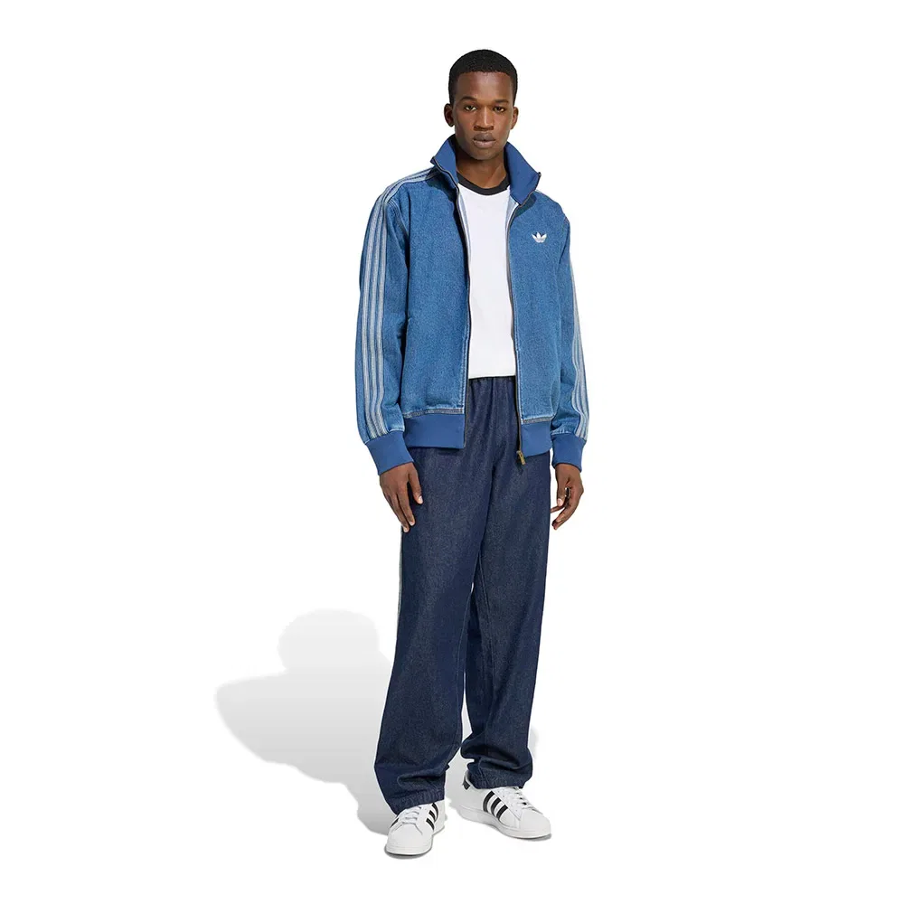 Худи на молнии Adicolor Denim Firebird Adidas Originals, синий — фото 4