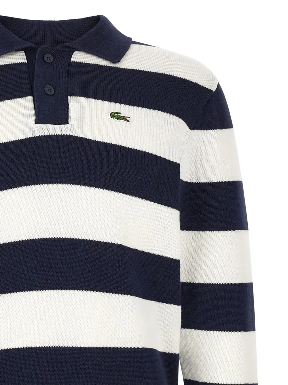 Поло с длинными рукавами в полоску с воротником-поло Lacoste, синий — фото 3