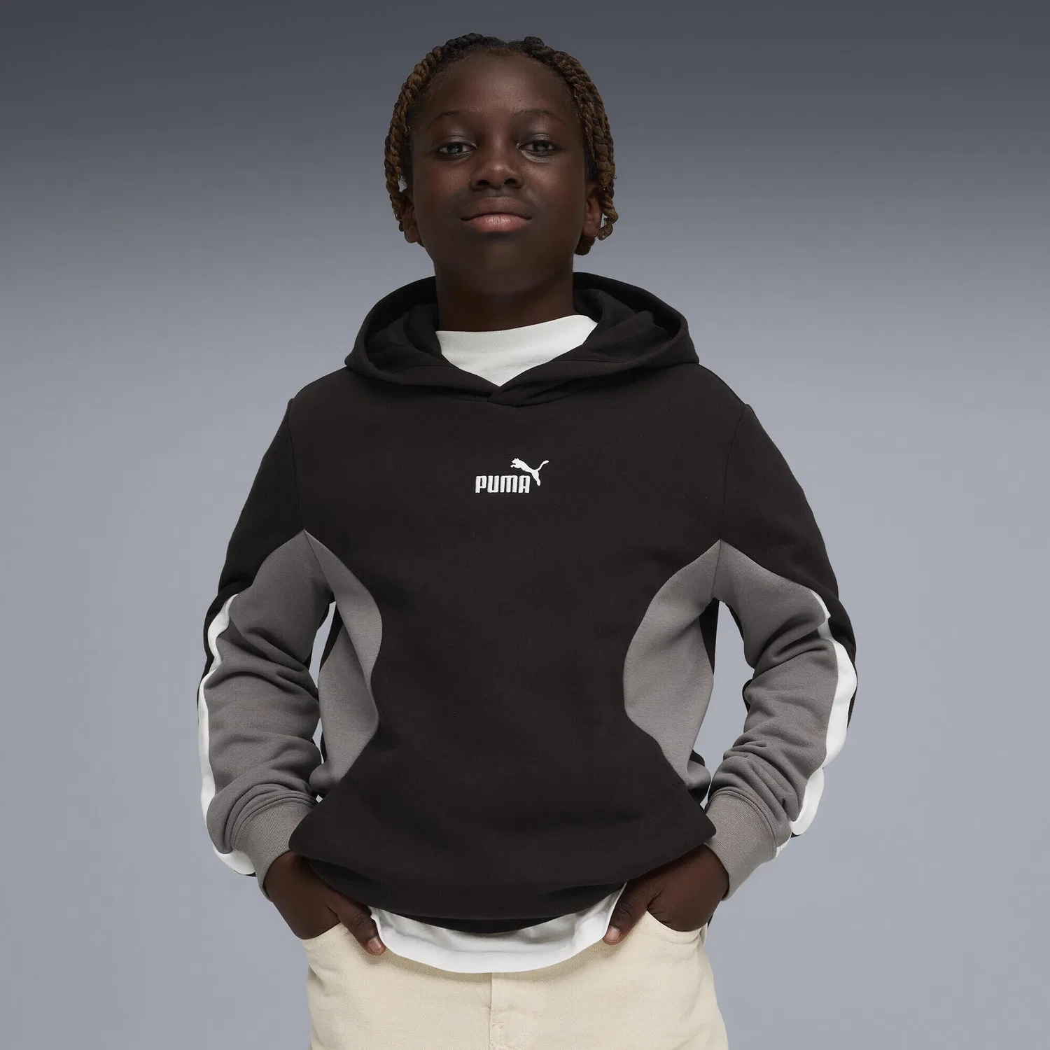 Детское худи с капюшоном Essentials Block Hoodie Puma, Schwarz — фото 2