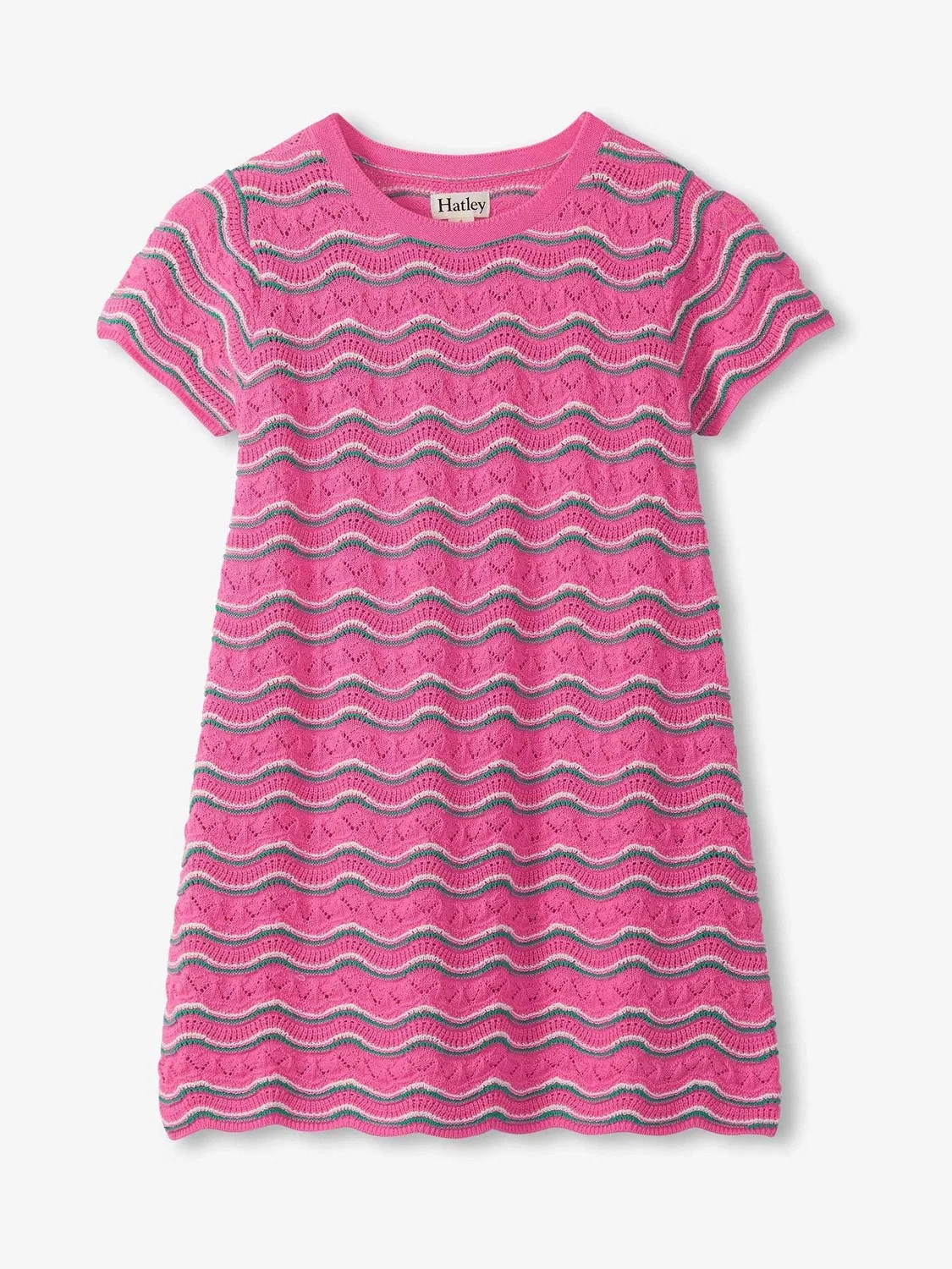 Платье трикотажное с волнистыми полосками Hatley, розовое