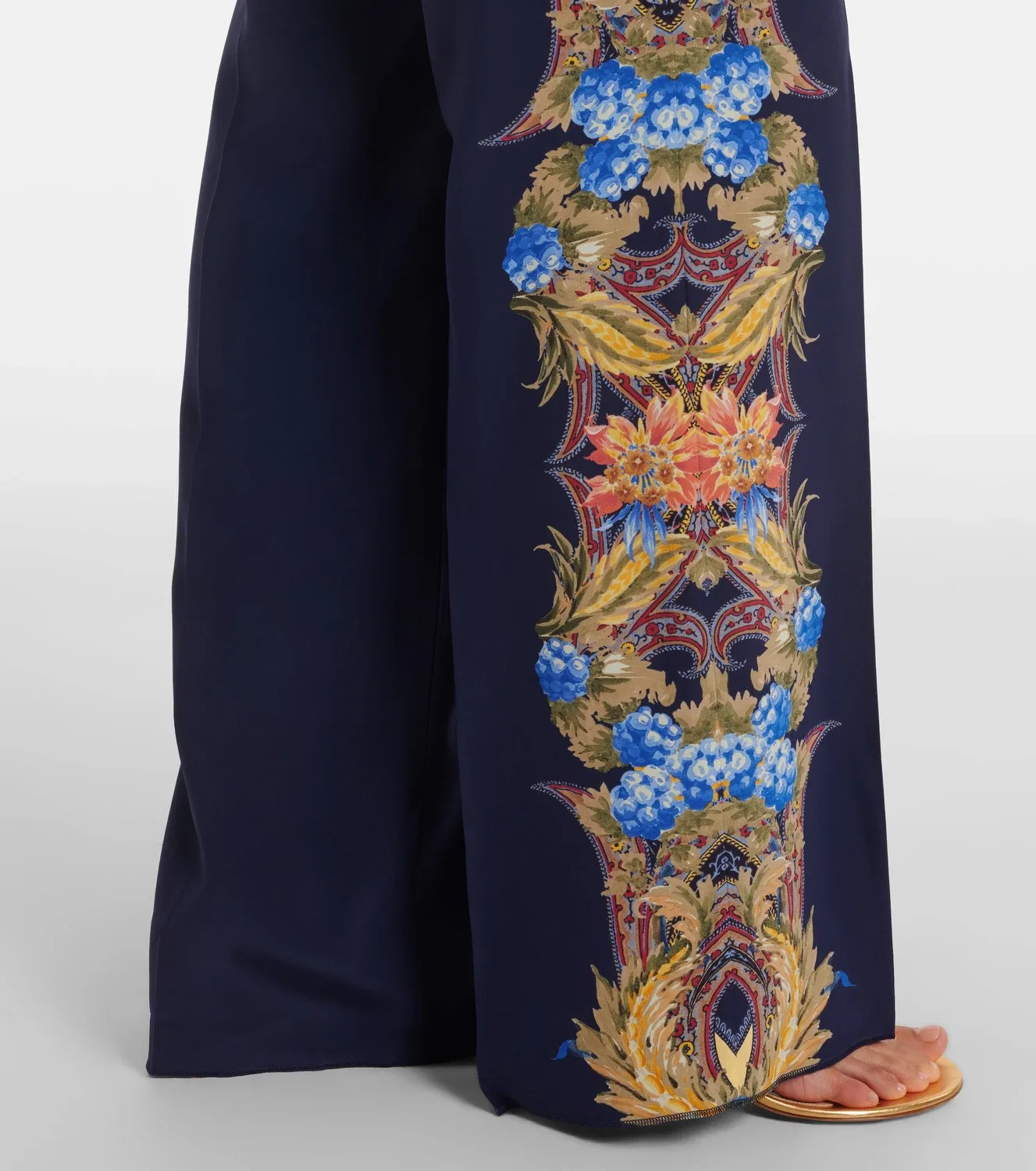 Цветочные прямые брюки из шелка ETRO, синий — фото 4