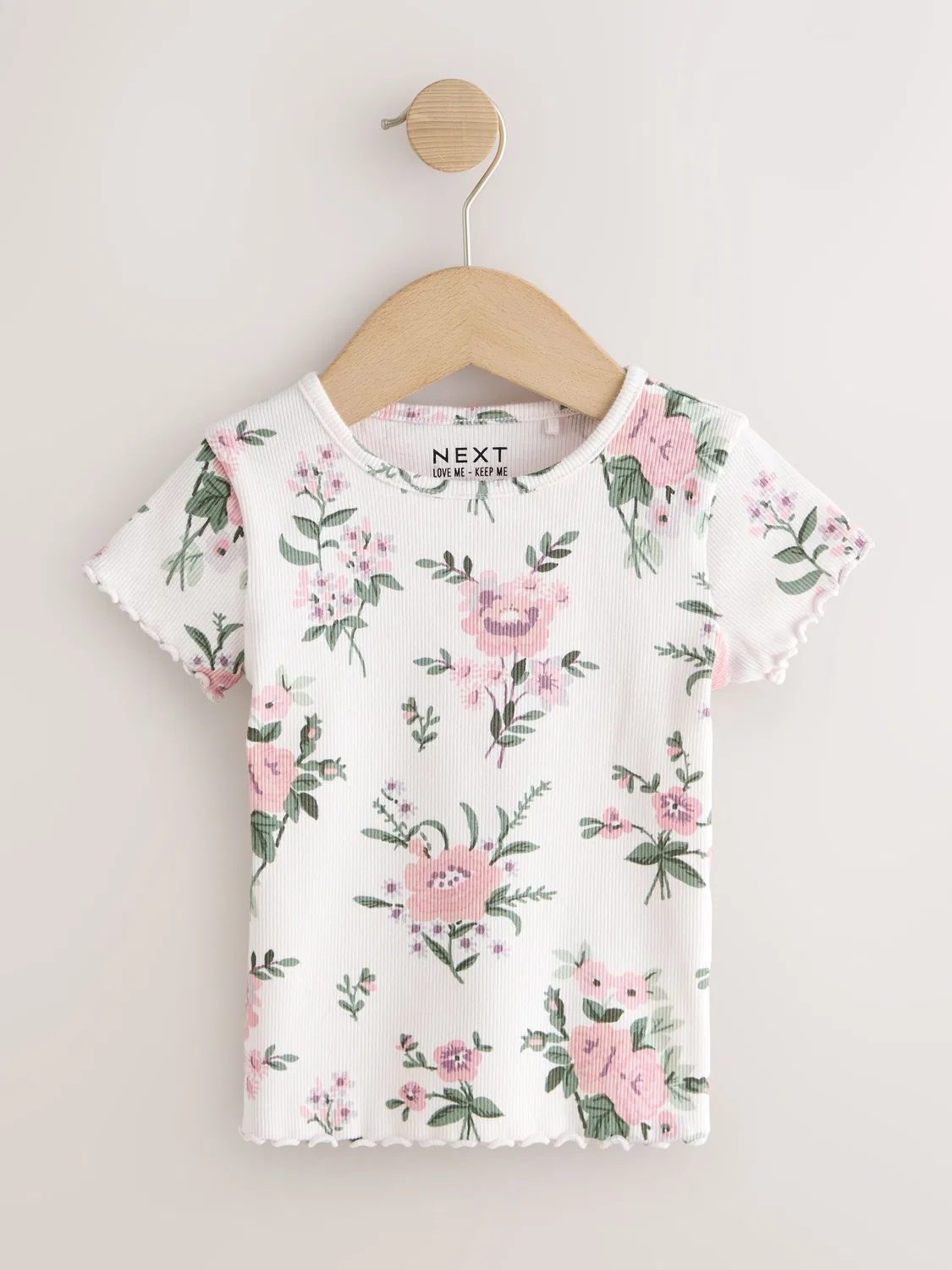 Набор футболок Ribbed Short Sleeve Tops 5 Pack Next, розовый — фото 4