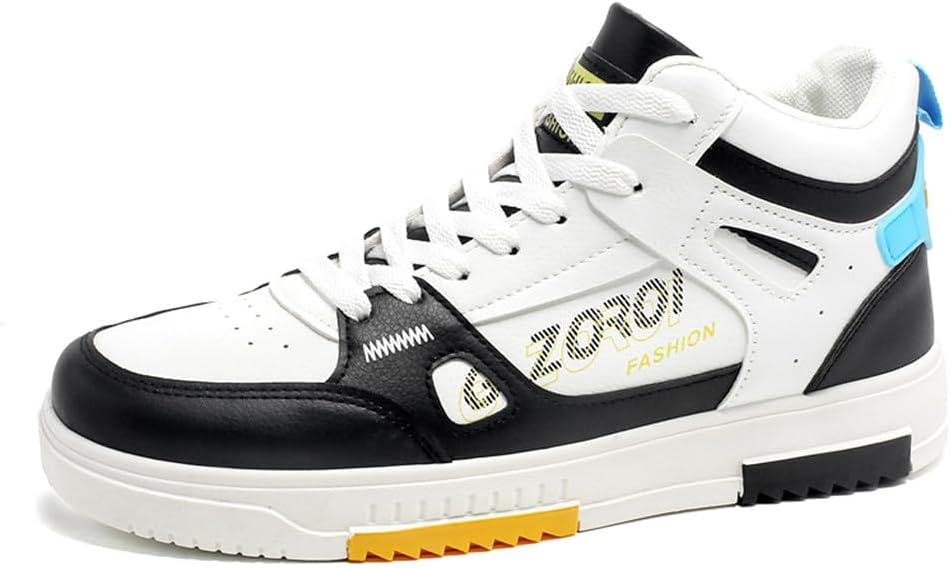 

Мужские высокие кроссовки для скейтборда MAUGELY из искусственной кожи с шнуровкой, повседневные для ходьбы, черный