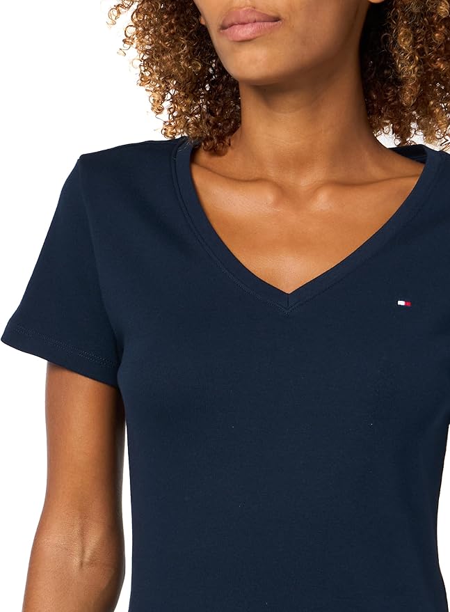 Платье-футболка Tommy Hilfiger Short Sleeve Cotton V-Neck, темно-синий — фото 3