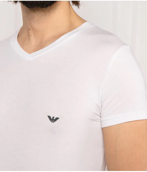 Мужская футболка с V-образным вырезом Emporio Armani, белый — фото 4