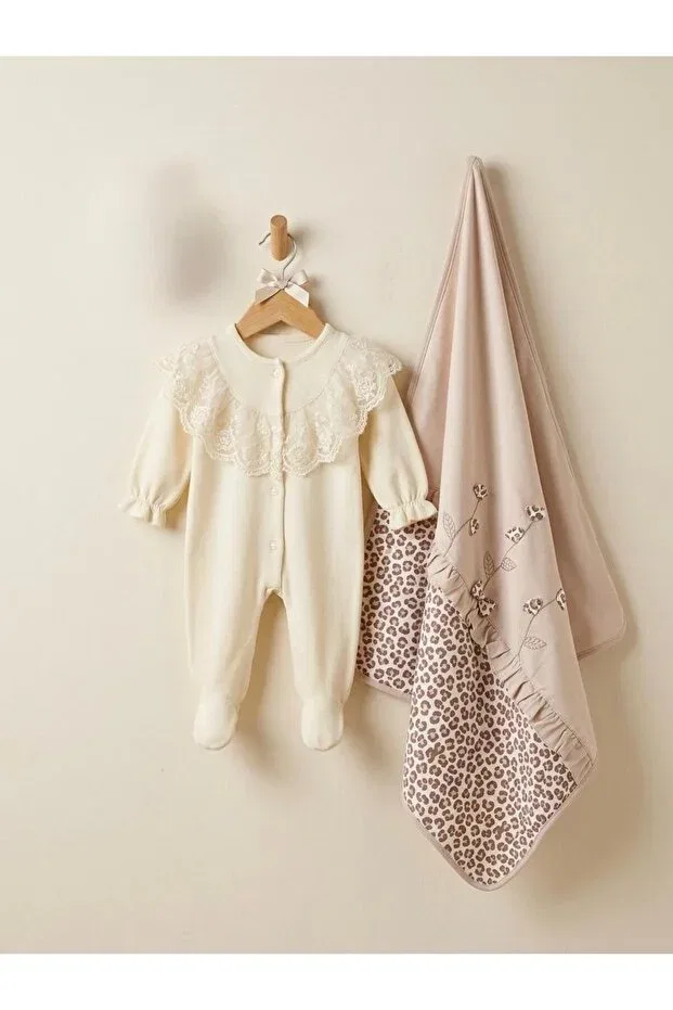 Детский комбинезон для новорожденных с кружевом Mevlütlük Miniday Baby, Metallic