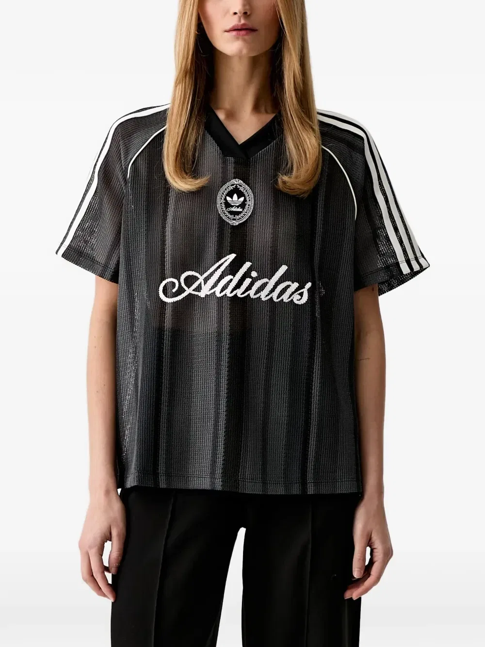 Футболка из сетки с вышитым логотипом adidas, черный