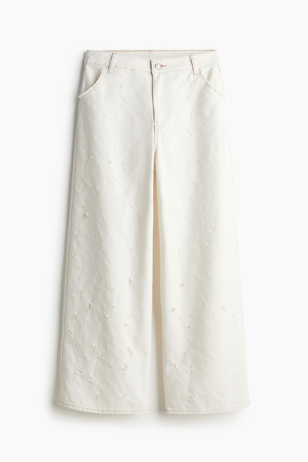

Брюки H&M Frayed-edge Twill, кремовый