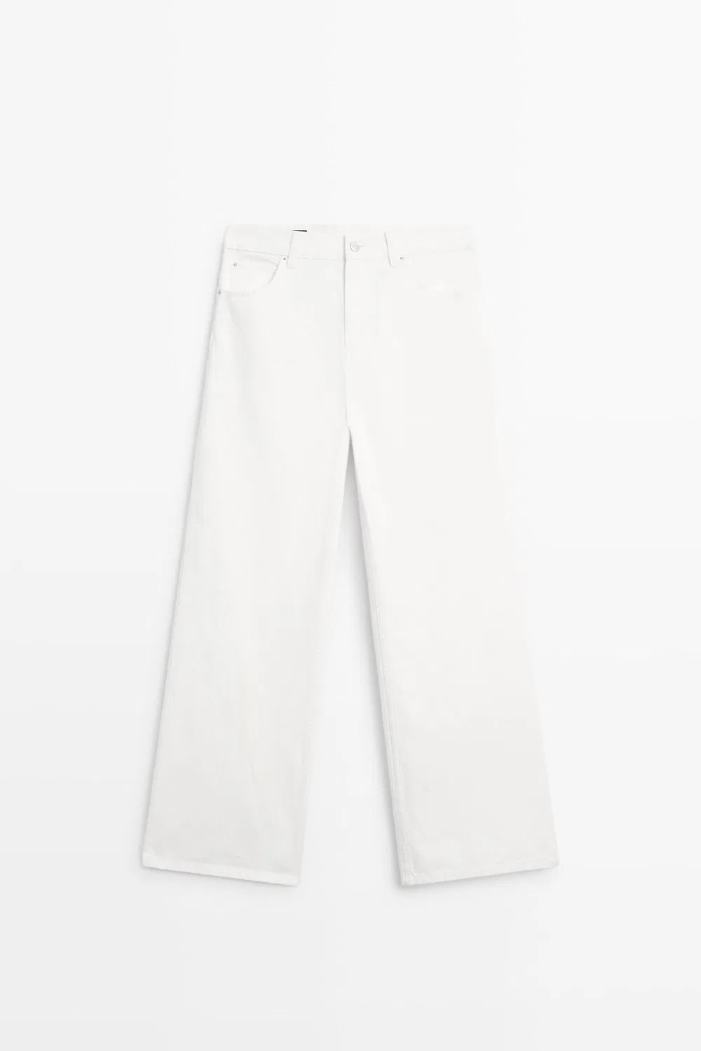 Джинсы Massimo Dutti High-waist Wide-leg, кремовый — фото 2