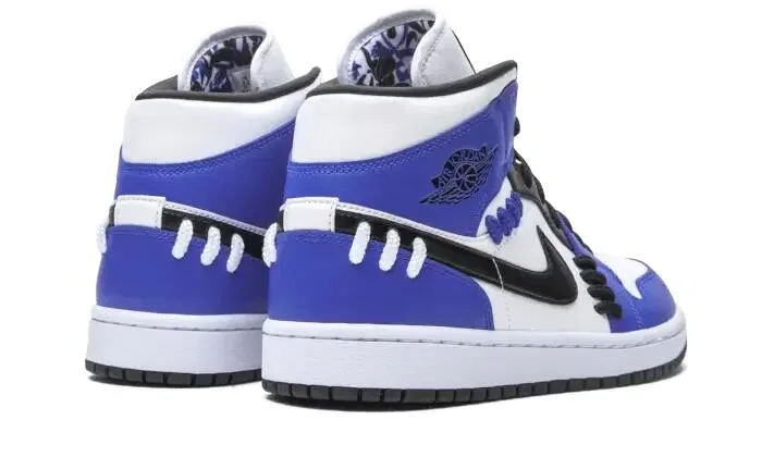 Детские кроссовки с принтом Air Jordan 1 Retro Mid SE Sisterhood Jordan, Game Royal Black White — фото 3
