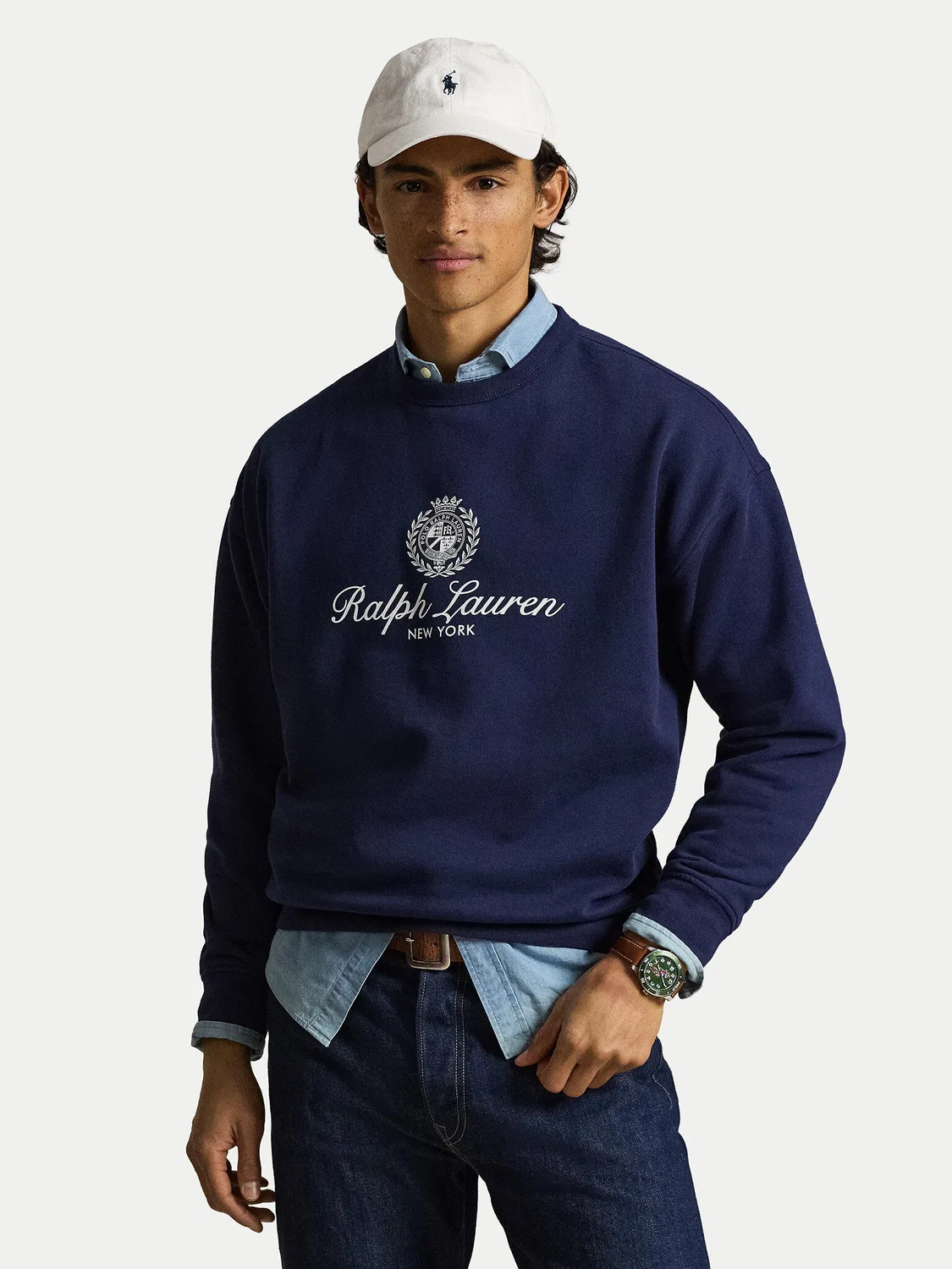 Мужской свитшот свободного кроя Polo Ralph Lauren, темно-синий