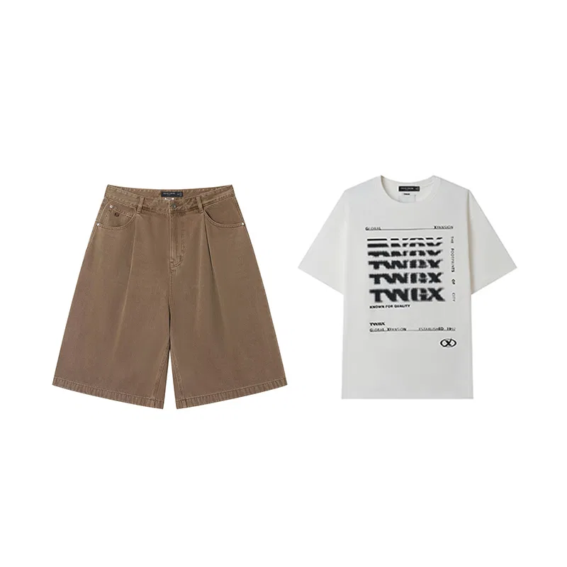 Детская футболка с шортами Value Set, Teenie Weenie Men, White T-Shirt+Brown Denim Shorts