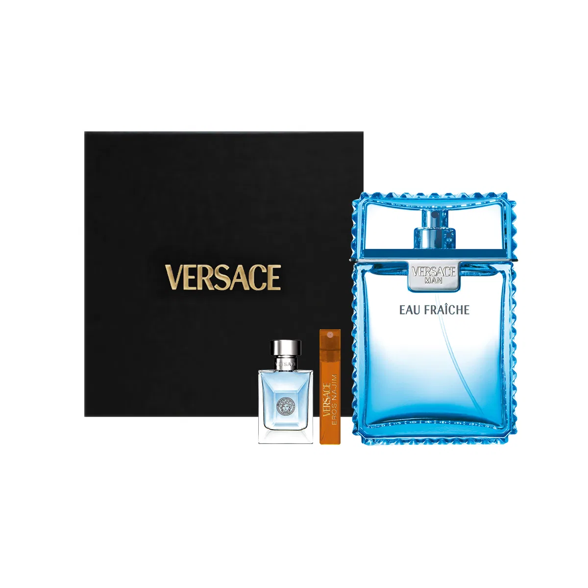 Мужской парфюмерный набор VERSACE Elegant Charm/Light Breeze, 100 мл + 5 мл + 1 мл, VERSACE, Blue