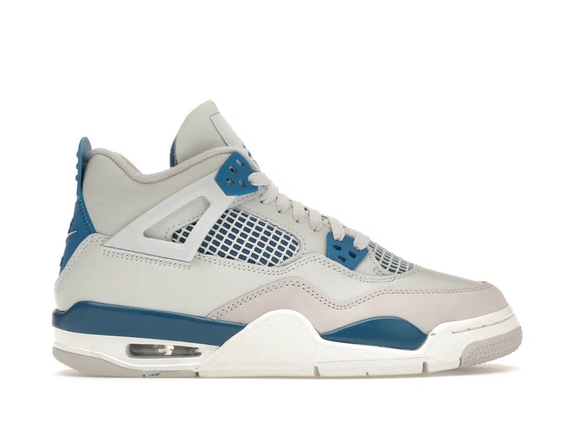 Детские кроссовки Lifestyle с перфорацией Jordan 4 Retro, Off-White/Military Blue/Neutral Grey