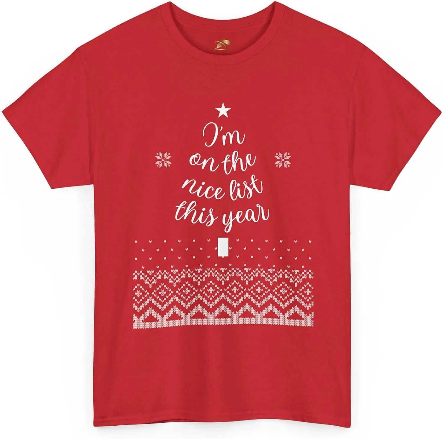 Женская футболка с праздничным принтом Nice List Christmas Tree Tee, красный — фото 3
