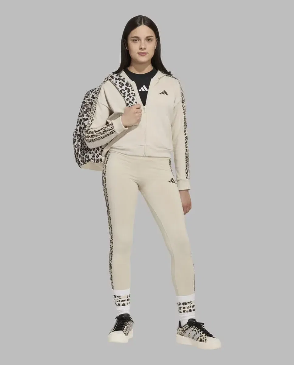 Детские леггинсы для девочек с принтом Animal adidas, Beige — фото 3