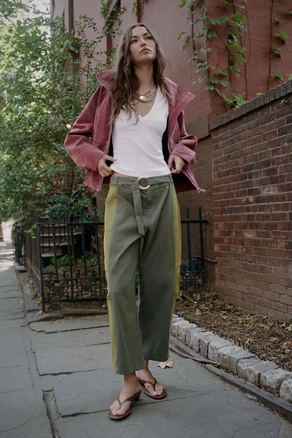 Брюки контрастного цвета ZARA, Light beige