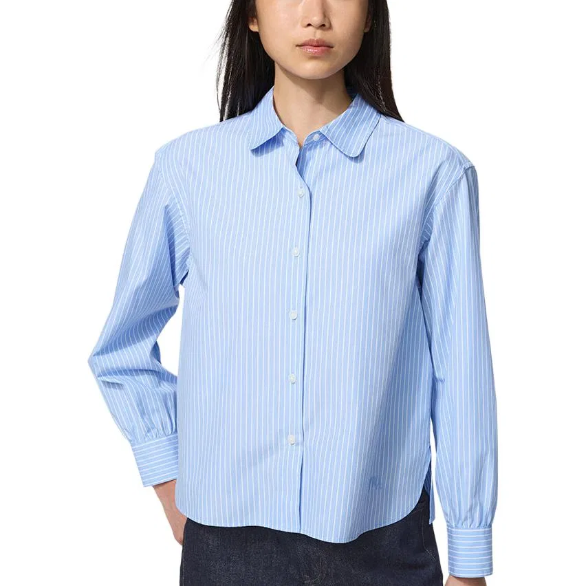 Женская рубашка с отложным воротником UNIQLO, Pink Blue — фото 4