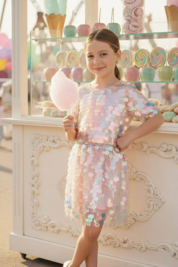 Платье для девочек с блестками Pamina, Pink