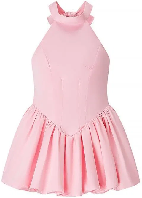 Женское летнее платье с открытой спиной и шнуровкой на талии, Pink