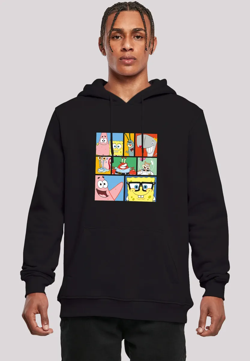 

F4NT4STIC Толстовка "Spongebob Squarepants Collage", мужская, премиум-мерч, приталенный крой, худи, с принтом, черный