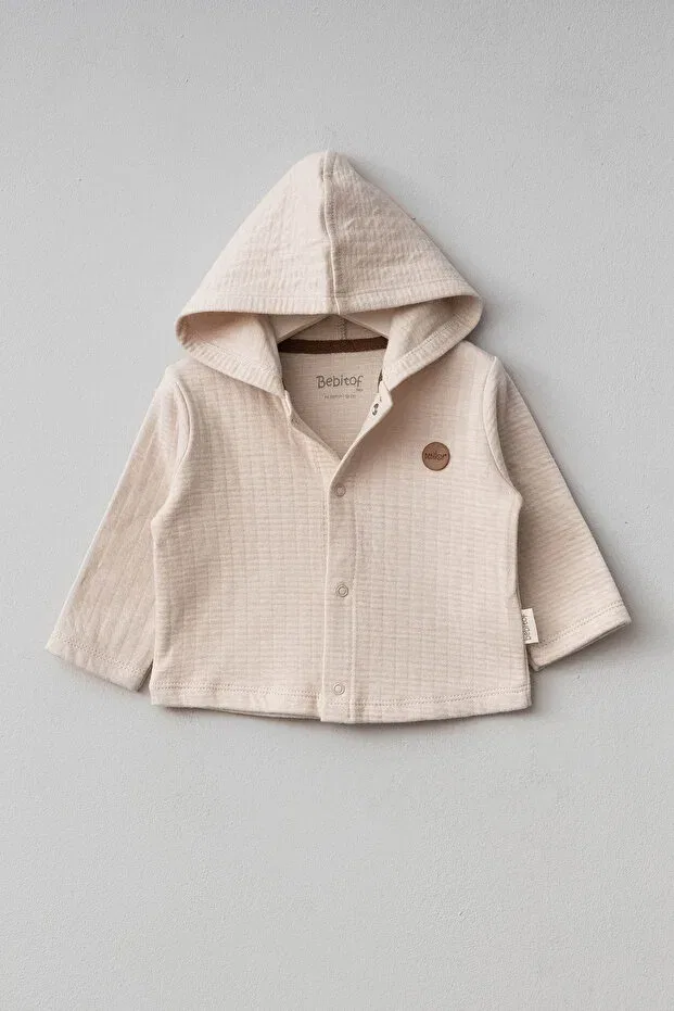 Детский кардиган с капюшоном Cute figures patterned hooded cotton baby cardigan Bebitof, Beige