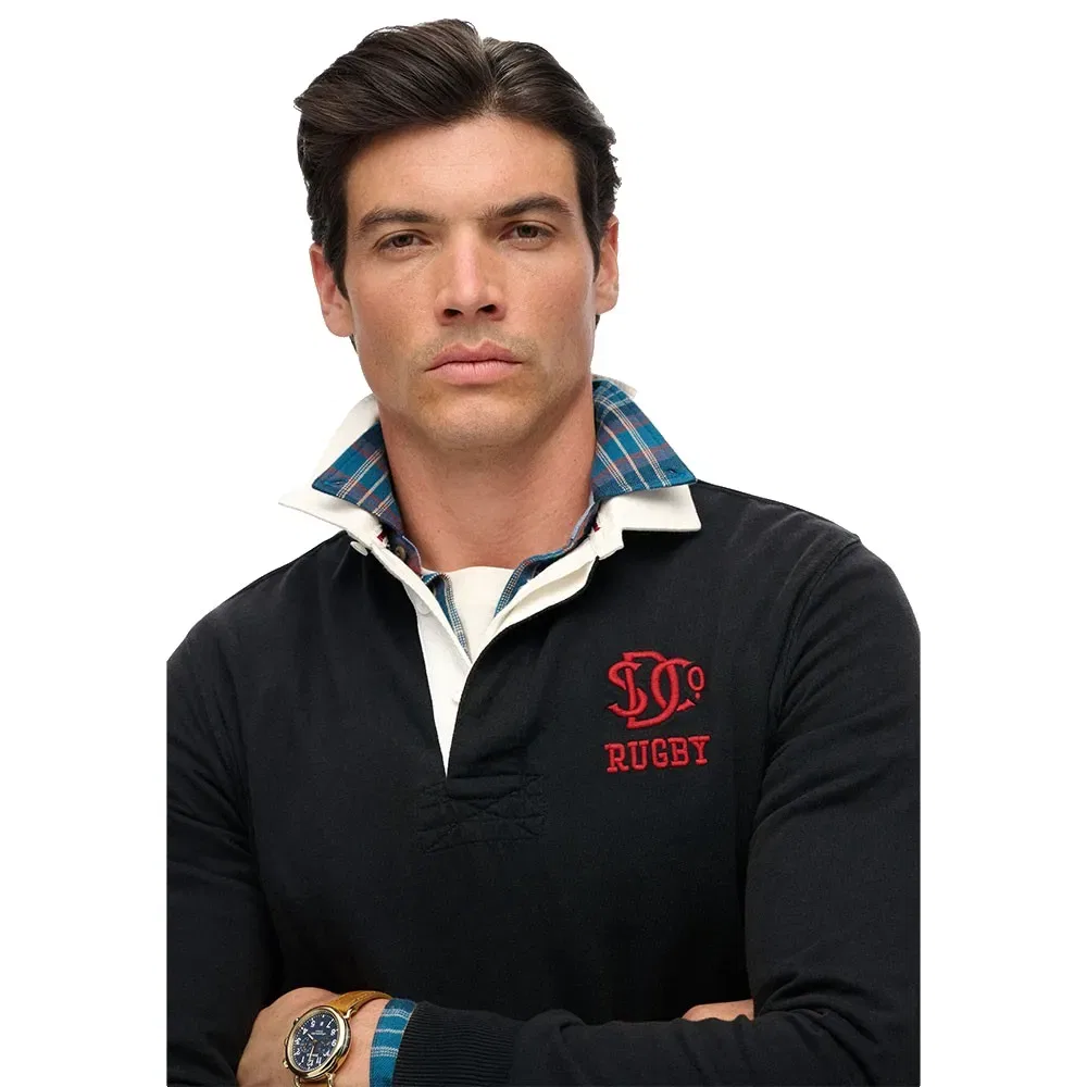 Поло с длинным рукавом Vintage Athletic Rugby Superdry, черный — фото 4