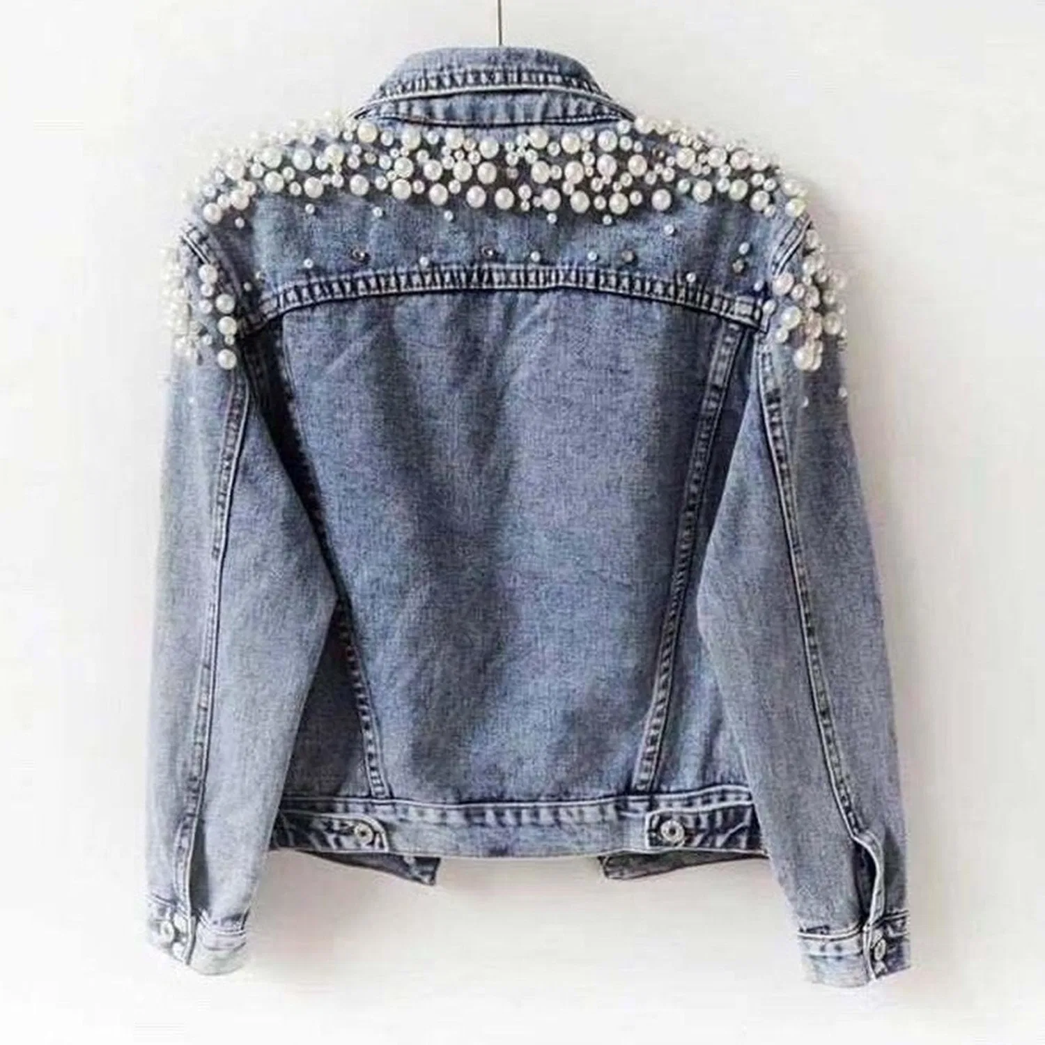 Женское джинсовое пальто Trucker Perle Denim Coat, Blu — фото 3