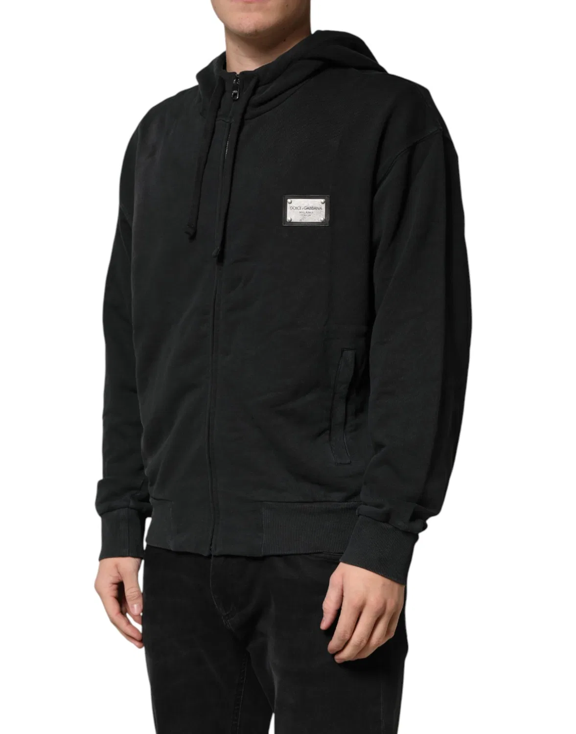 Мужской свитшот на молнии с капюшоном Hooded Sweatshirt Dolce & Gabbana, Black — фото 3