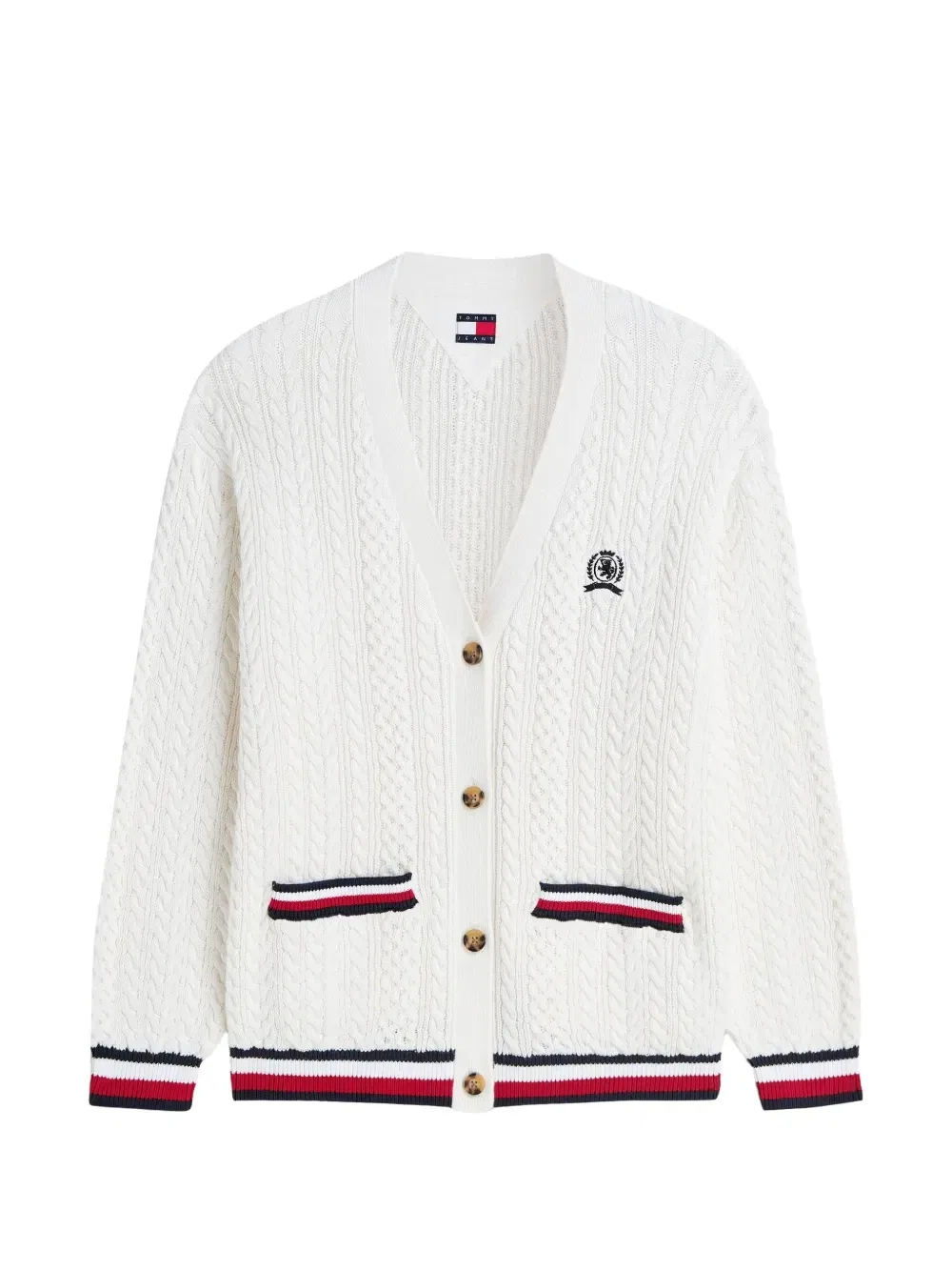 Вязанный кардиган с вышивкой Tommy Hilfiger, белый