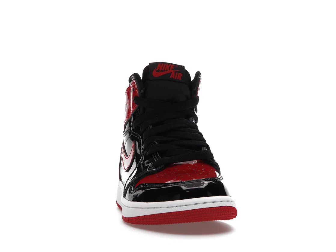 Детские кроссовки с патентованной кожи Jordan 1 Retro High OG, Bred Patent GS Jordan, Black/White-Varsity Red — фото 2