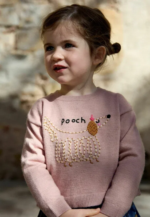 Джемпер с вышивкой животных Regular fit Next, Pink Pooch Embroidered, розовый — фото 2