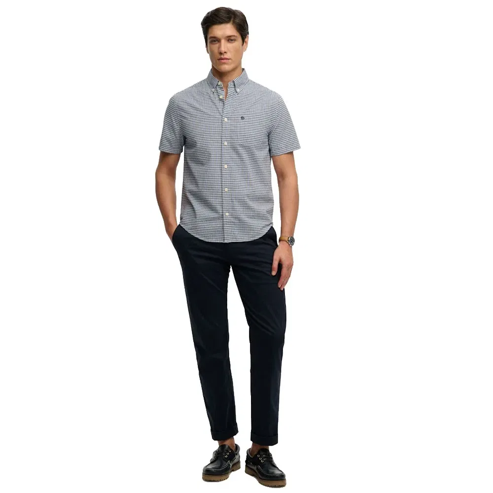 Мужская рубашка с коротким рукавом из поплина Preppy Poplin Superdry, Grey — фото 4