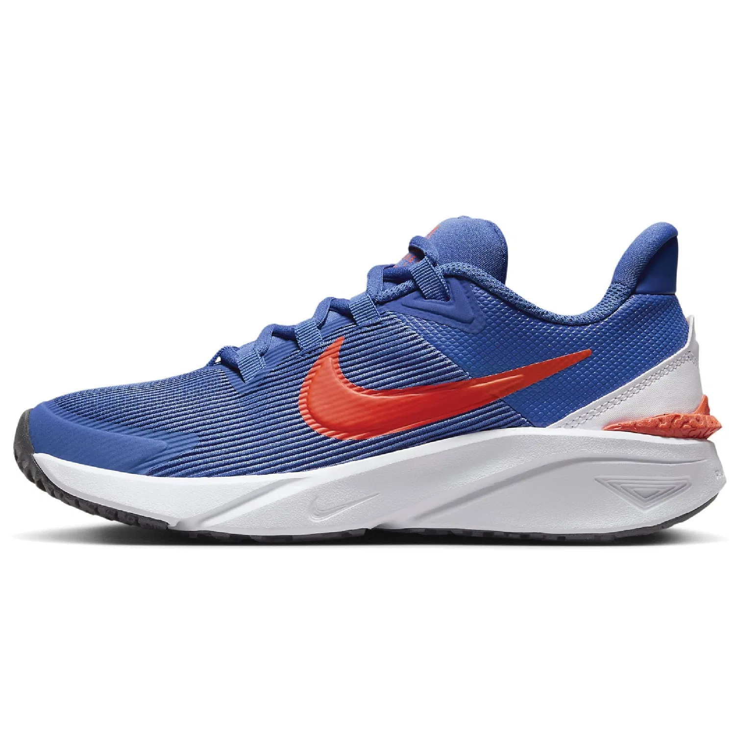 Детские кроссовки для мальчиков с длинным шнурком Star Runner 4 NIKE, Astronomy Blue Team Orange Whi