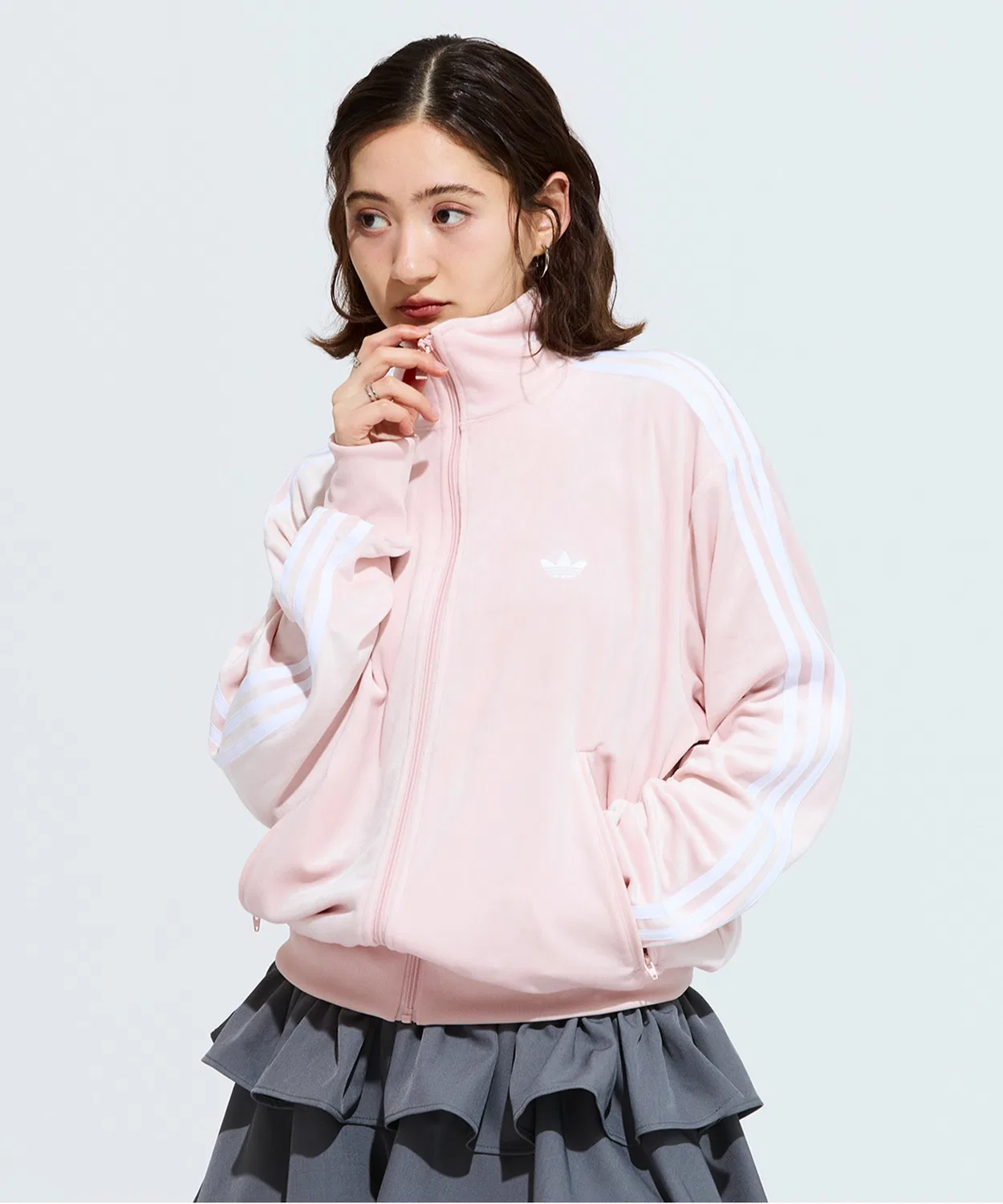 Женский/Мужской лонгслив-трактор Adidas Originals FB TT Velour, модель Firebird, Pink
