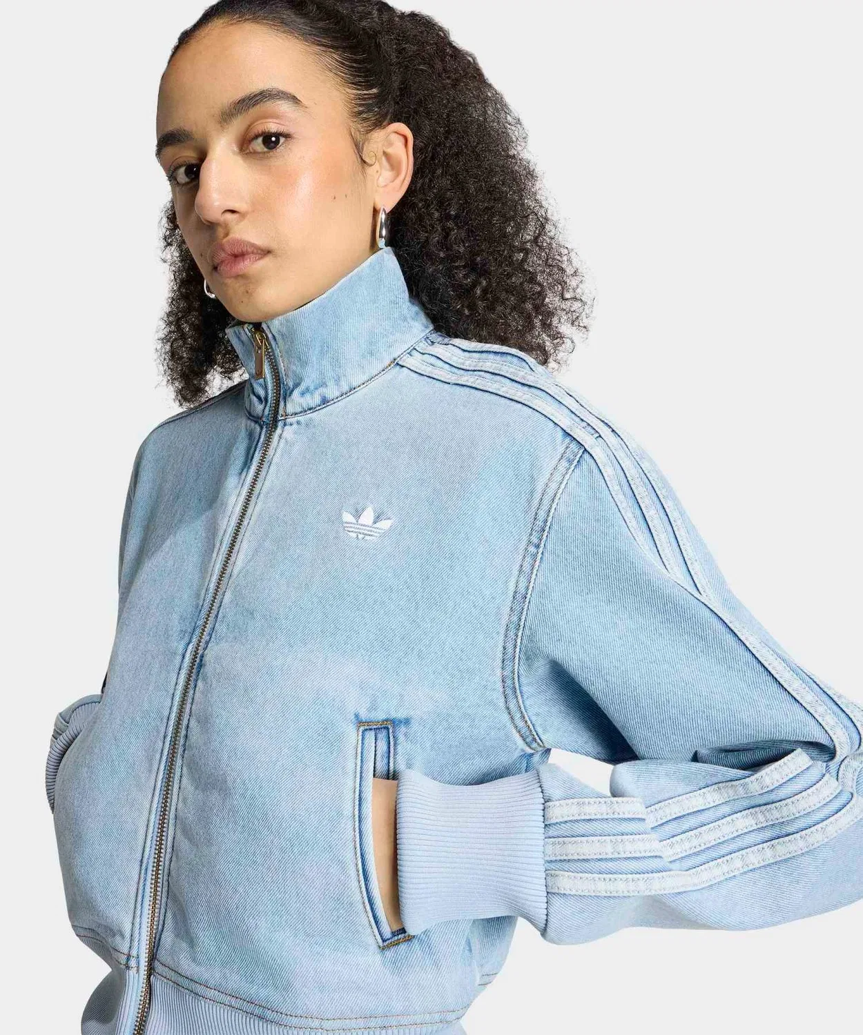 Женский джинсовый жакет с высоким воротником Firebird Denim Track Top Adidas, Blue — фото 4